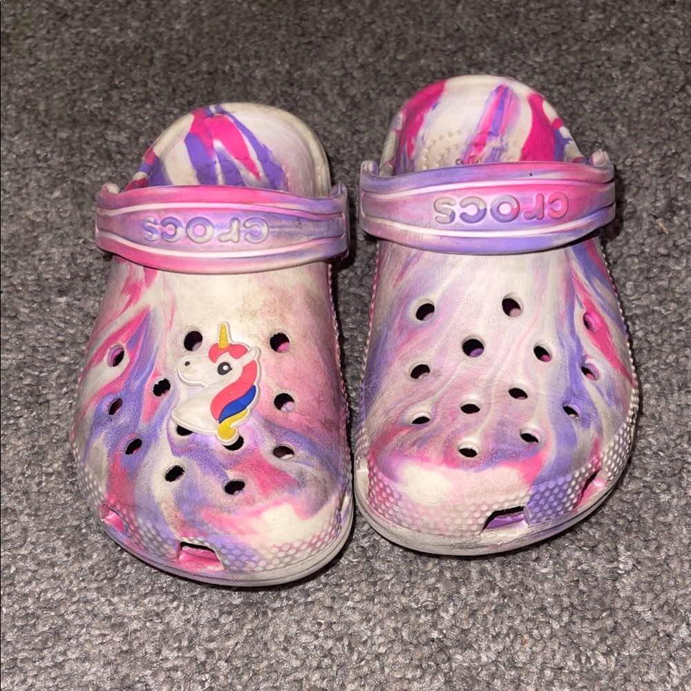 CROCS Kids Unicorn Slippers - Pink and Purple